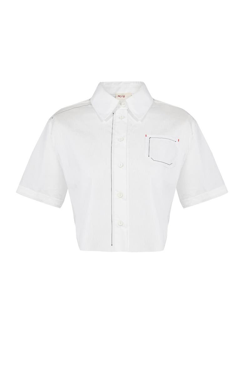 PCFG Pure Cotton Free Heaven Striped Crop Shirt, Main, color, White