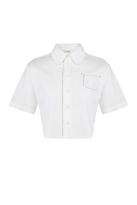 Pure Cotton Free Heaven Striped Crop Shirt