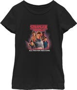 Stranger Things Girl's Stranger Things All Friends Welcome Classic Logo Graphic T-Shirt