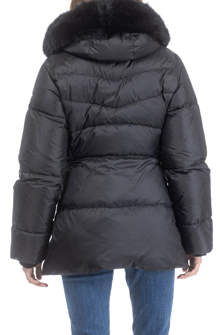 Apres-Ski Short Parka, Detachable Toscana Lamb Hood Trim, Alternate, color, Black/Black
