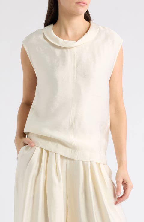 Chrissa Shawl Collar Sleeveless Top