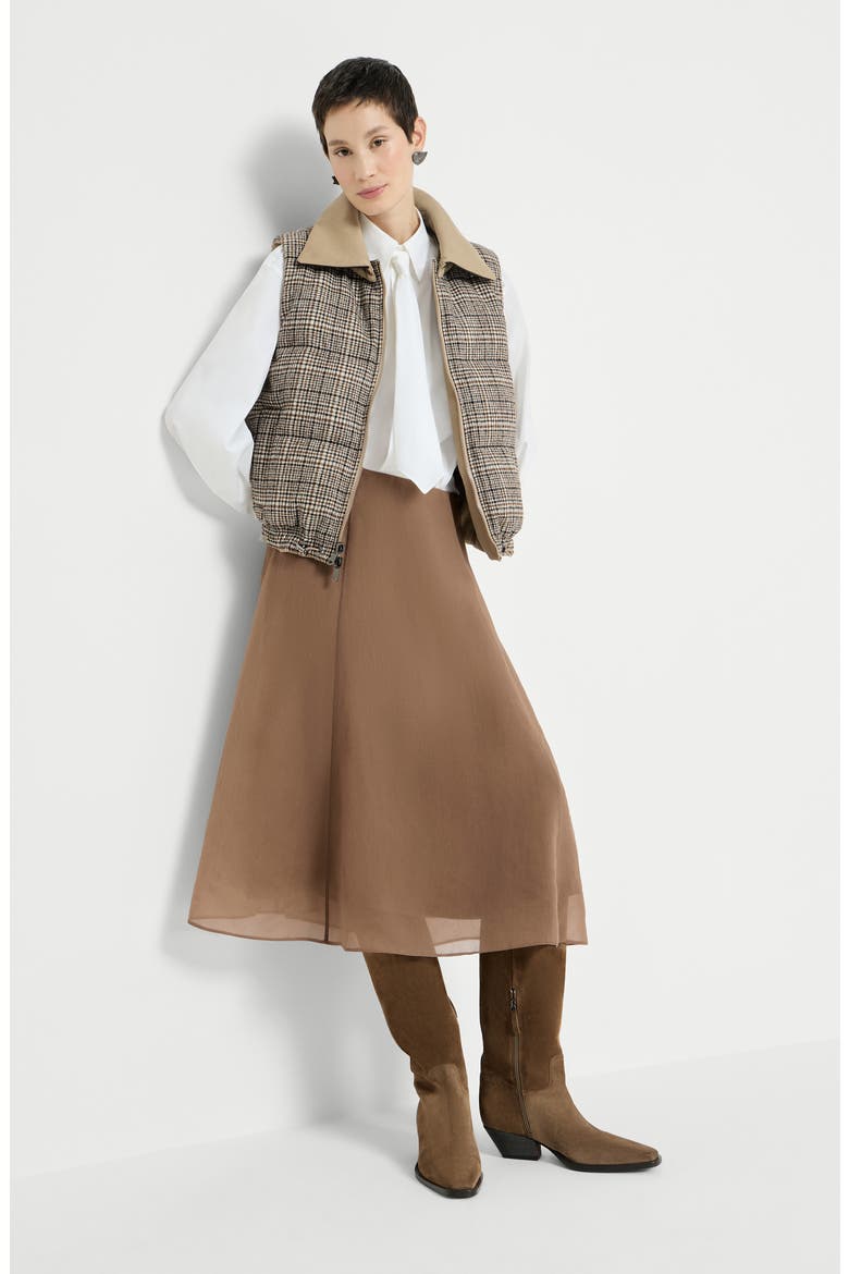 Crispy silk circle skirt, Alternate, color, Brown
