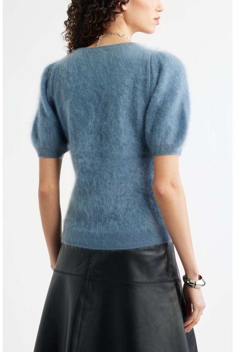 Femme Short Sleeve Brushed Cashmere Sweater, Alternate, color, BLUE CHIP