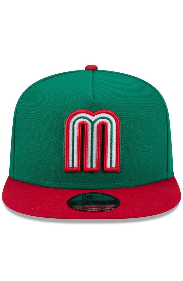 New Era Men's New Era  Green/Red Mexico Baseball 2026 World Baseball Classic 9FIFTY A-Frame Snapback Hat, Alternate, color, Green