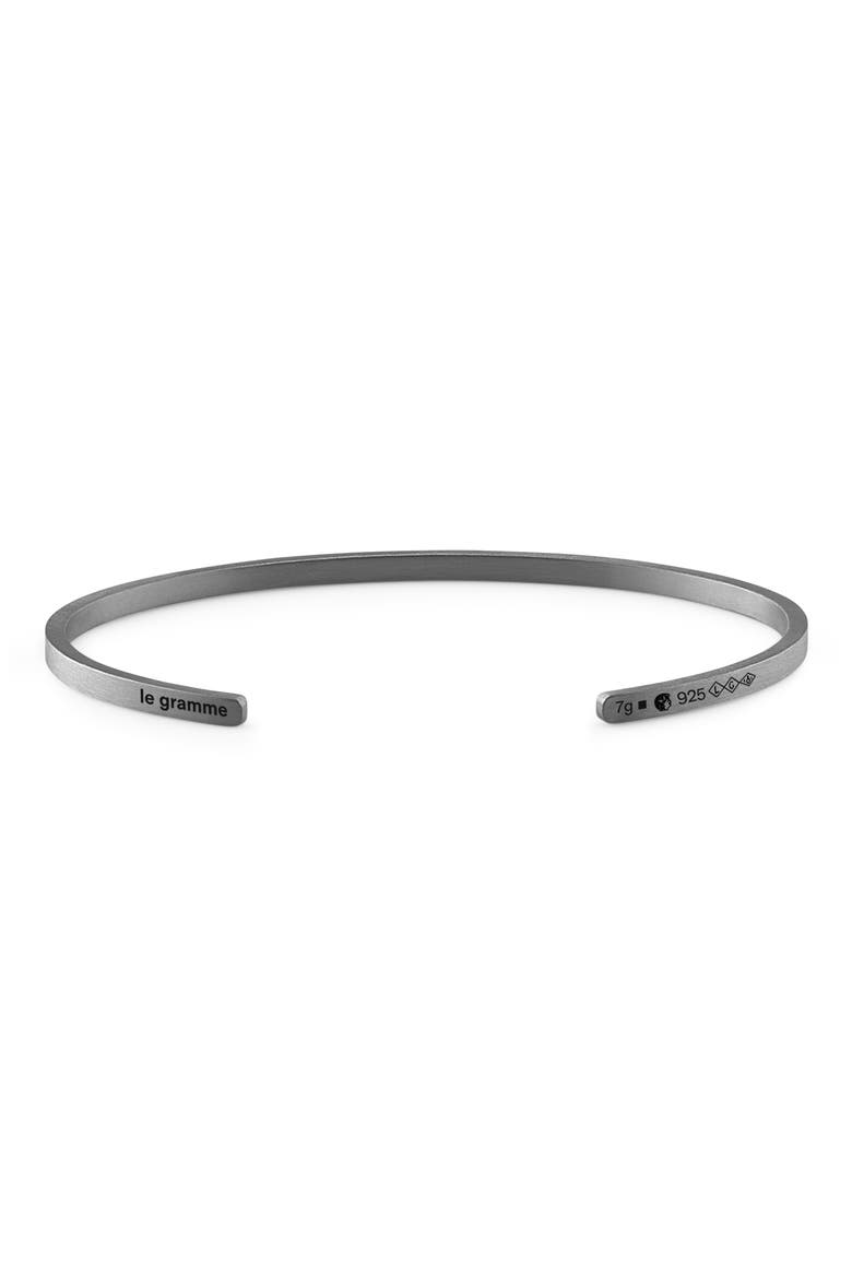 Men's 7G Brushed Sterling Silver Ribbon Cuff Bracelet, Main, color, BLACK SILVER