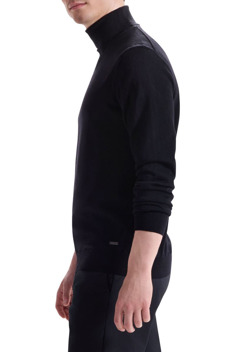 Bugatchi Sawyer Merino Wool Turtleneck Sweater, Alternate, color, Caviar