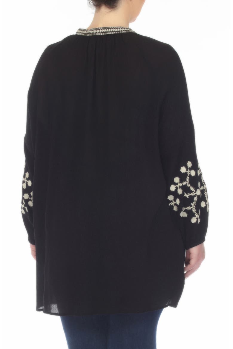 Embroidered Tunic Top, Alternate, color, BLACK