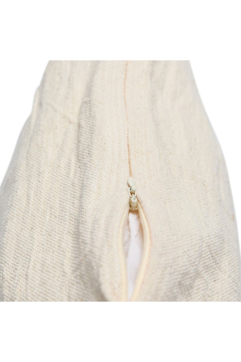Hand-Woven Cotton and Jute Macramé Pillow with Tassels, Alternate, color, Cream