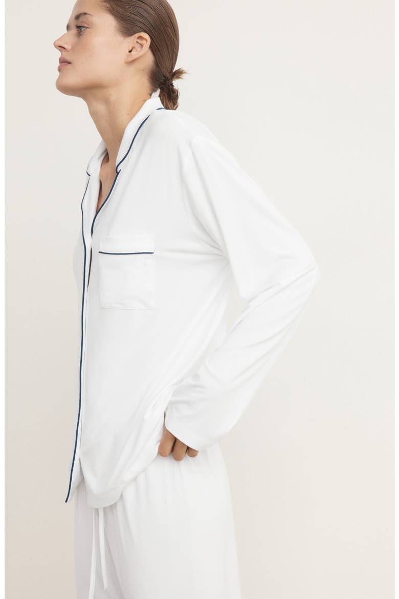 Piped Pajamas, Alternate, color, WHITE