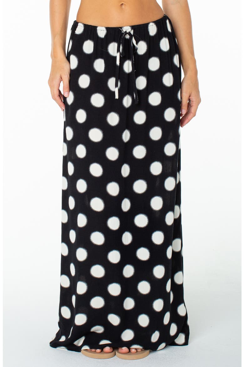 Iyla Polka Dot Drawstring Maxi Skirt, Main, color, ANTHRACITE