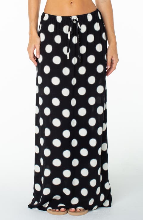 Iyla Polka Dot Drawstring Maxi Skirt