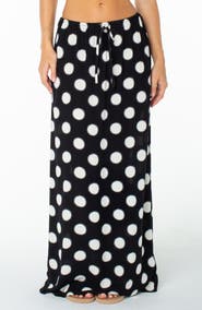 Roxy Iyla Polka Dot Drawstring Maxi Skirt