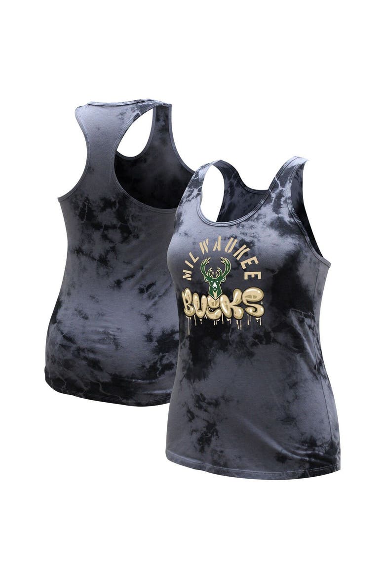 Women's Stadium Essentials  Charcoal Milwaukee Bucks Street Art Dark Crystal Washed Tank Top, Main, color, Charcoal
