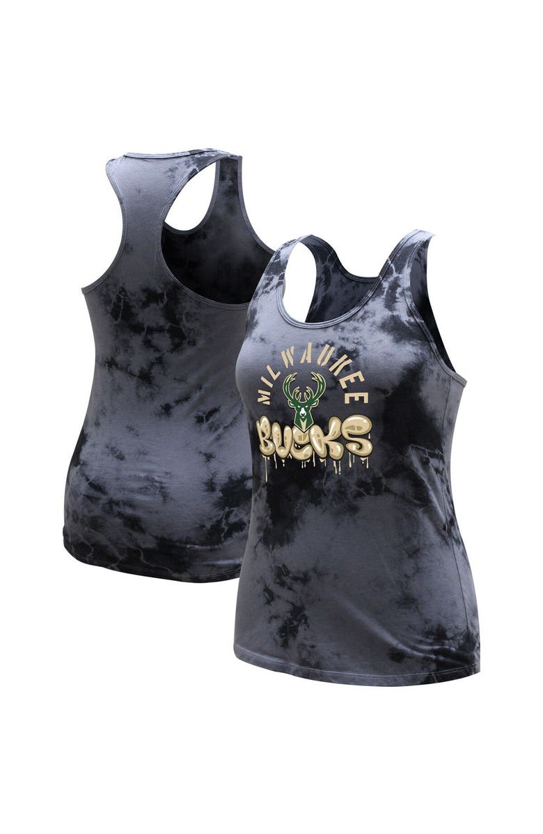 Stadium Essentials Women's Stadium Essentials  Charcoal Milwaukee Bucks Street Art Dark Crystal Washed Tank Top, Main, color, Charcoal