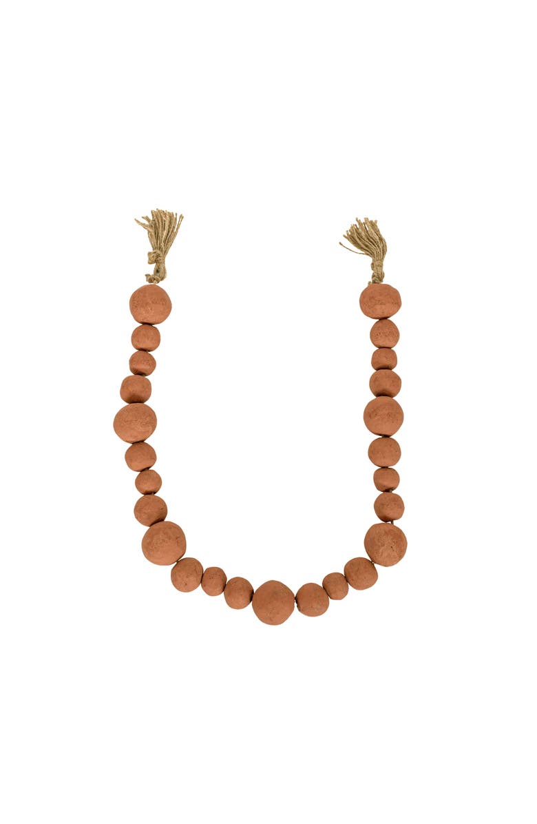 Foreside Home and Garden Bead Garland Terracotta & Jute, Main, color, Orange