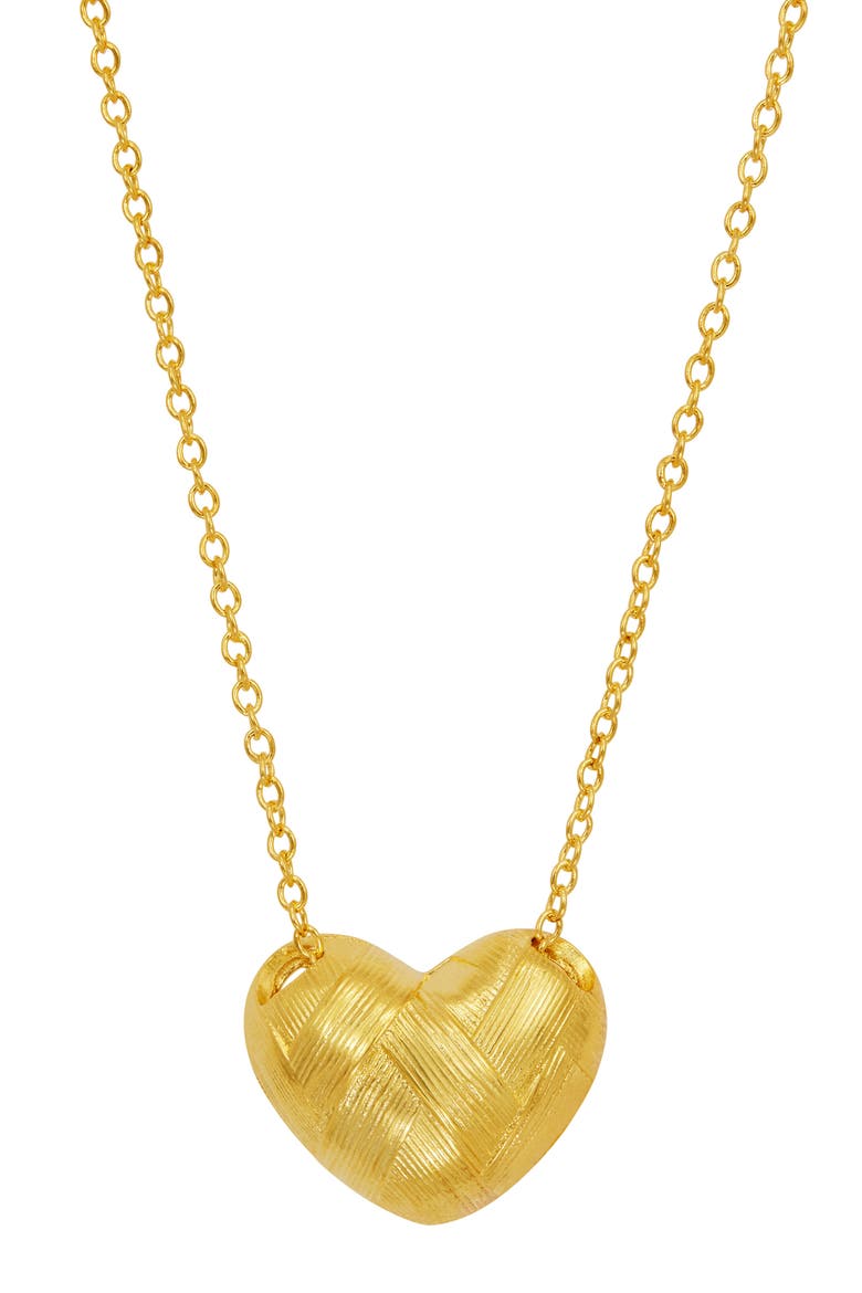 Basket Weave Wide Heart Pendnant Necklace, Main, color, YELLOW