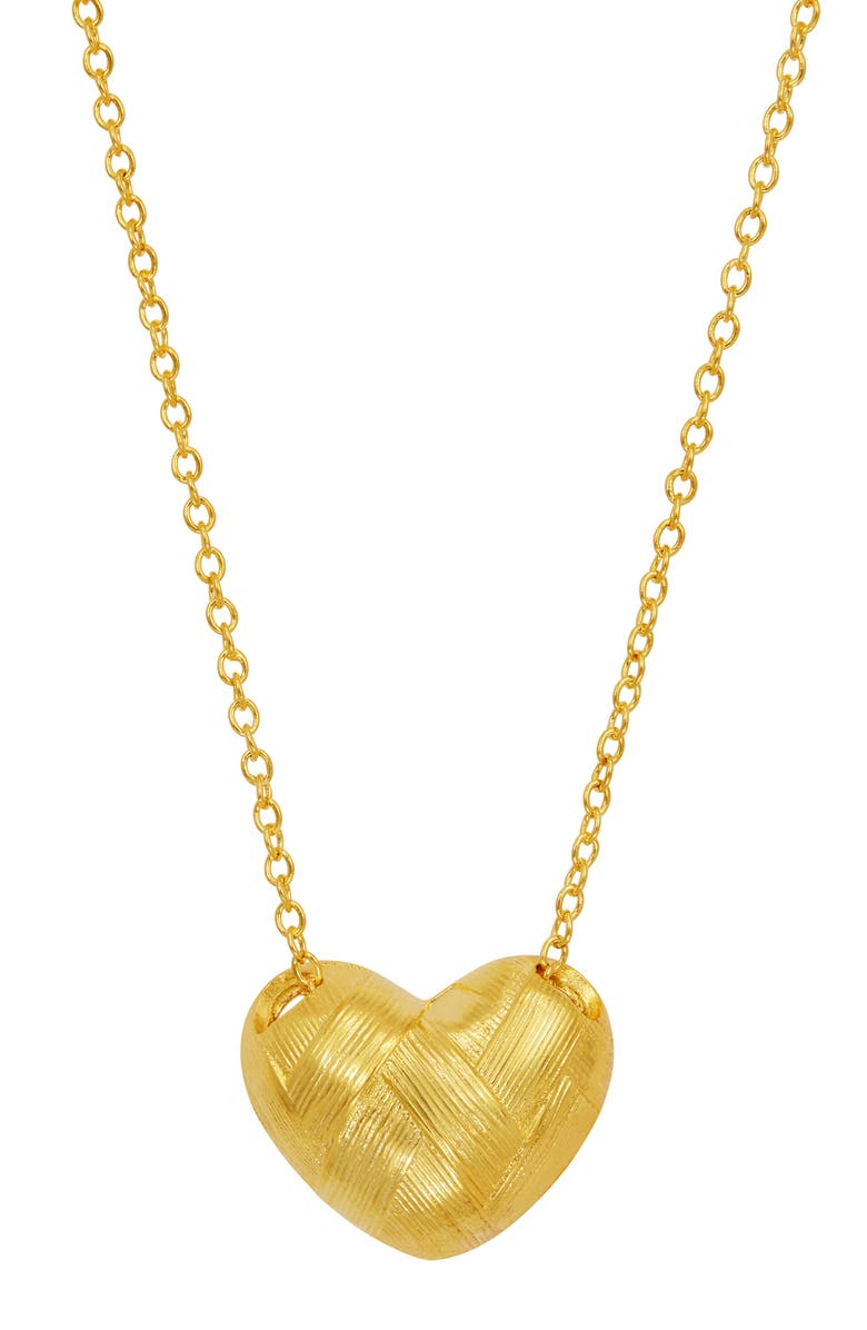 SAVVY CIE JEWELS Basket Weave Wide Heart Pendnant Necklace, Main, color, Yellow