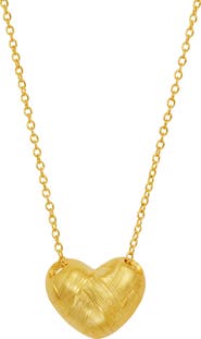 SAVVY CIE JEWELS Basket Weave Wide Heart Pendnant Necklace