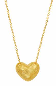 SAVVY CIE JEWELS Basket Weave Wide Heart Pendnant Necklace