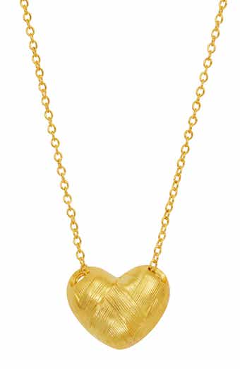 Basket Weave Wide Heart Pendnant Necklace