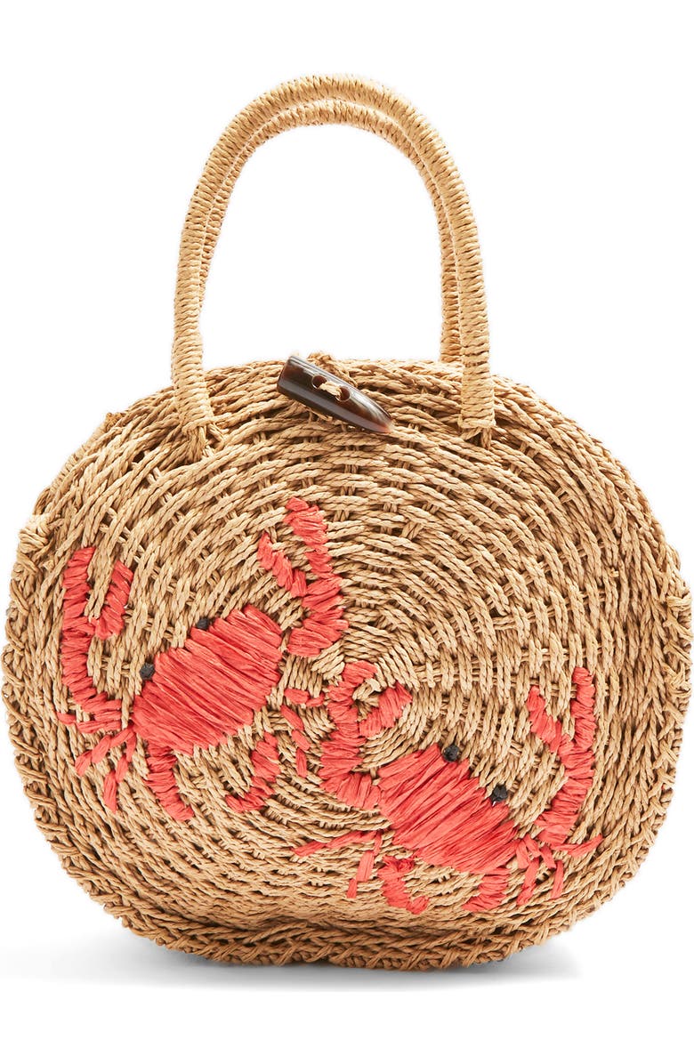 Topshop Crab Straw Mini Tote Bag, Main, color,