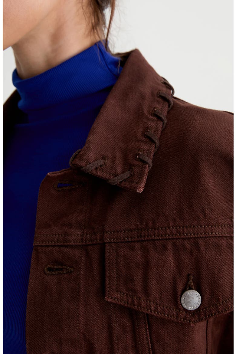Lori Lace-Up Collar Denim Jacket, Alternate, color, LACE UP