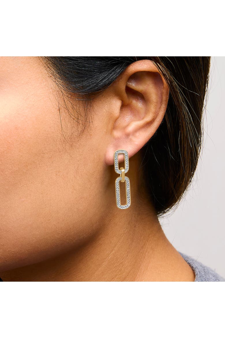 Gold Vermeil 1/10 Cttw Diamond Cttw Bold Paperclip Earring, Alternate, color, Silver