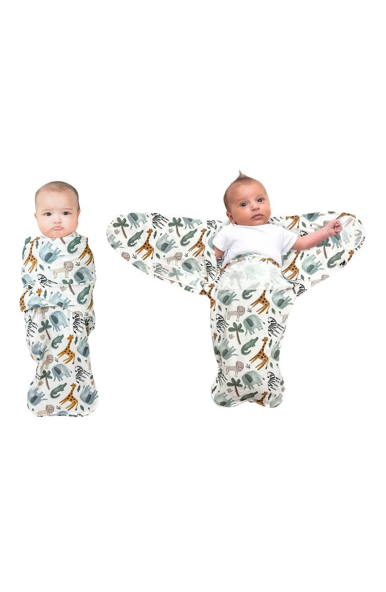 Norani Organic Snugababe Swaddle Sleep Pod with Arm Inserts, Alternate, color, Safari Animals