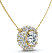 Bliss Diamond Certified 3 1/2Ct Euro Diamond Pendant 14k Gold 18" Women's Necklace Lab Grown