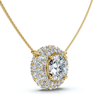 Bliss Diamond Certified 3 1/2Ct Euro Diamond Pendant 14k Gold 18" Women's Necklace Lab Grown