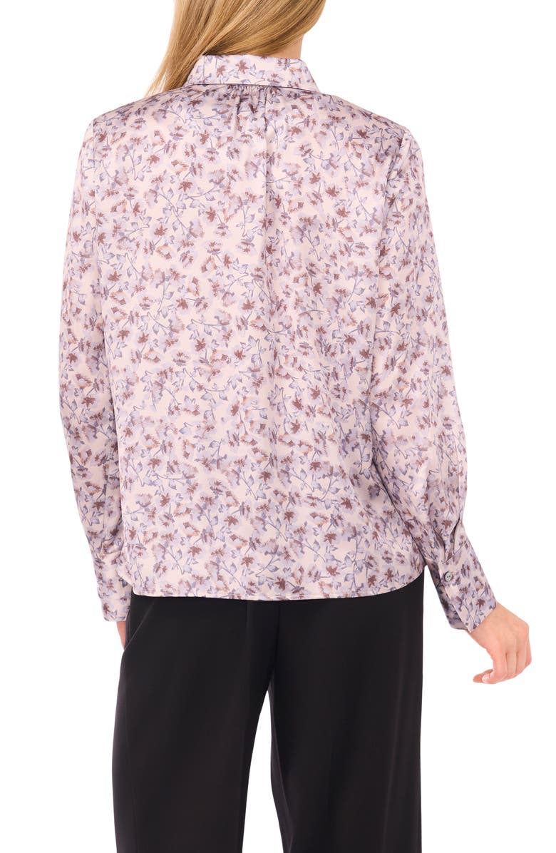 Halogen<sup>®</sup> Petal Vine Print Charmeuse Button-Up Shirt, Alternate, color, Cement