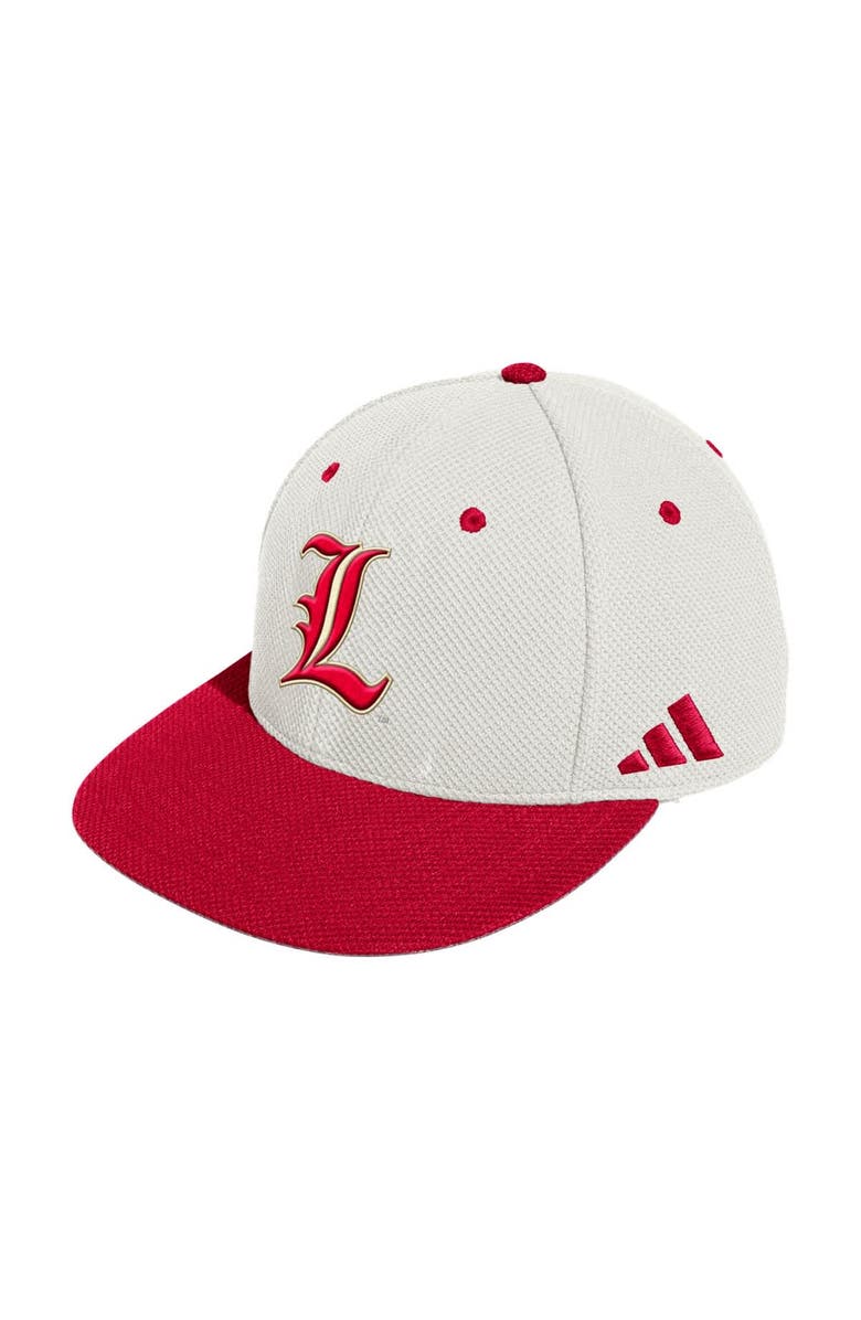 adidas Men's adidas  Cream Louisville Cardinals On-Field Fitted Baseball Hat, Main, color, 