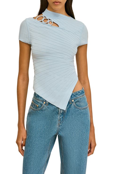 Nessi Asymmetric Cutout Knit Shirt