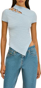 Cult Gaia Nessi Asymmetric Cutout Knit Shirt