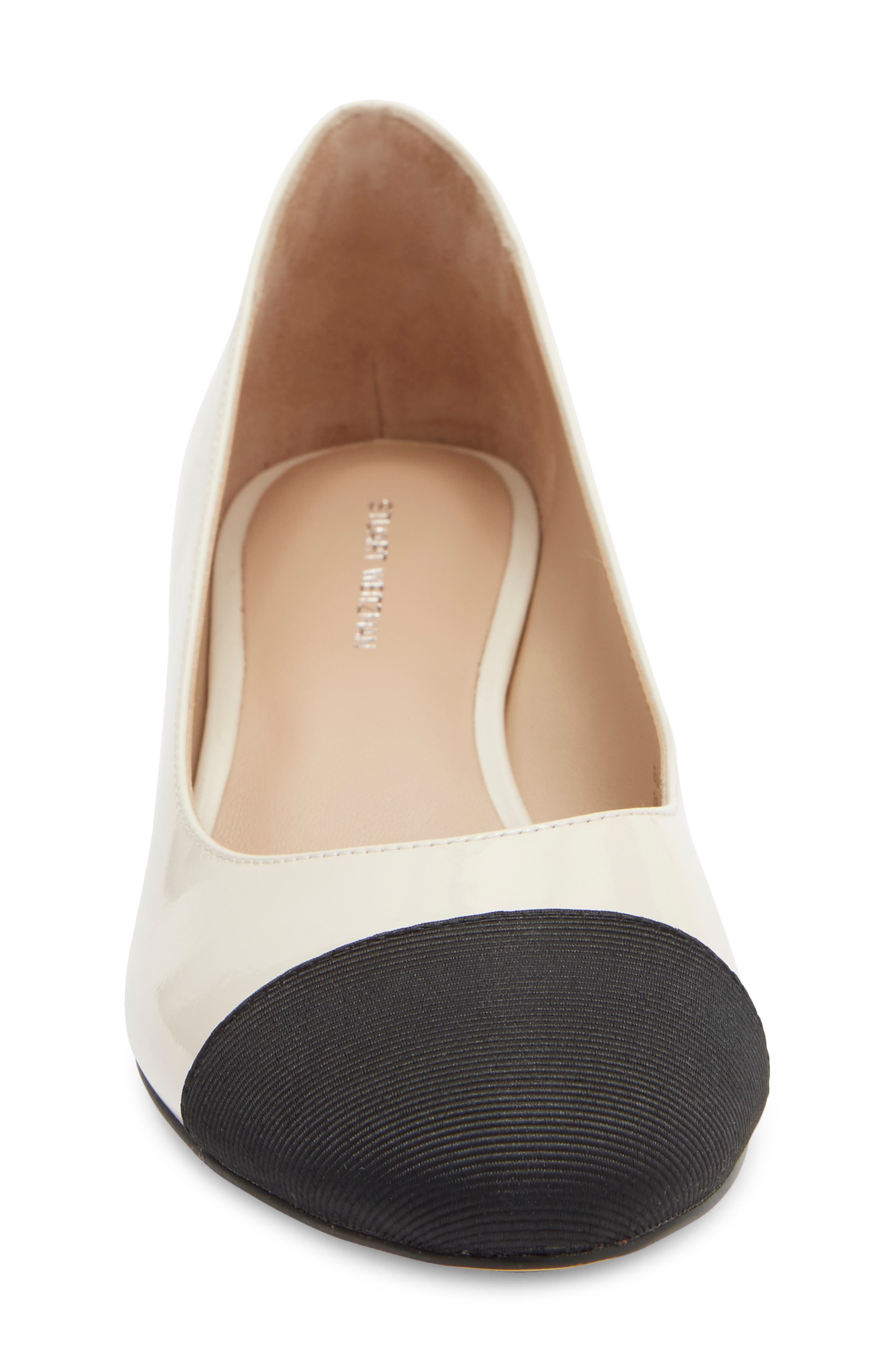 Stuart Weitzman Gabby Block Heel Pump, Alternate, color, Chalk/ Black