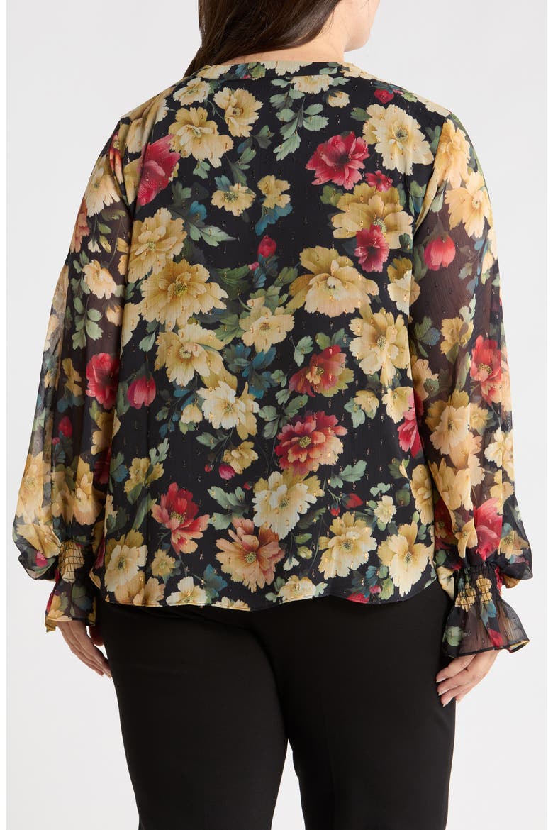 Split Neck Long Sleeve Blouse, Alternate, color, RICH BLACK