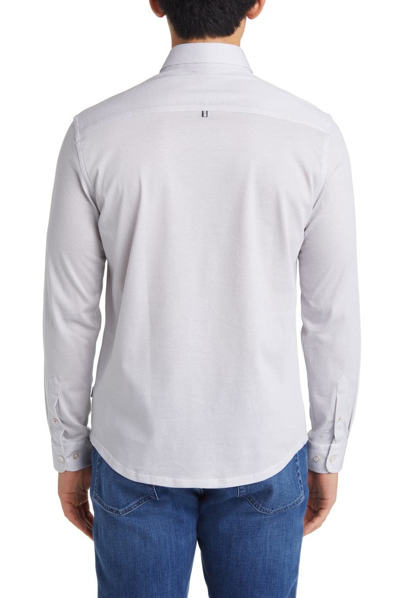 Hourglass Geo Dry Touch® Performance Jersey Button-Up Shirt, Alternate, color, GREY