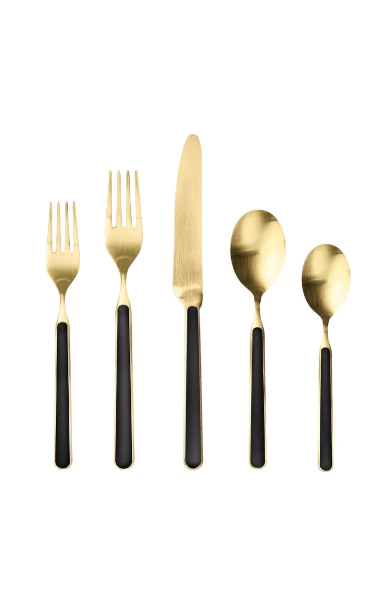 Mepra Fantasia Ice Gold Flatware Set - 5 Pieces, Alternate, color, Black