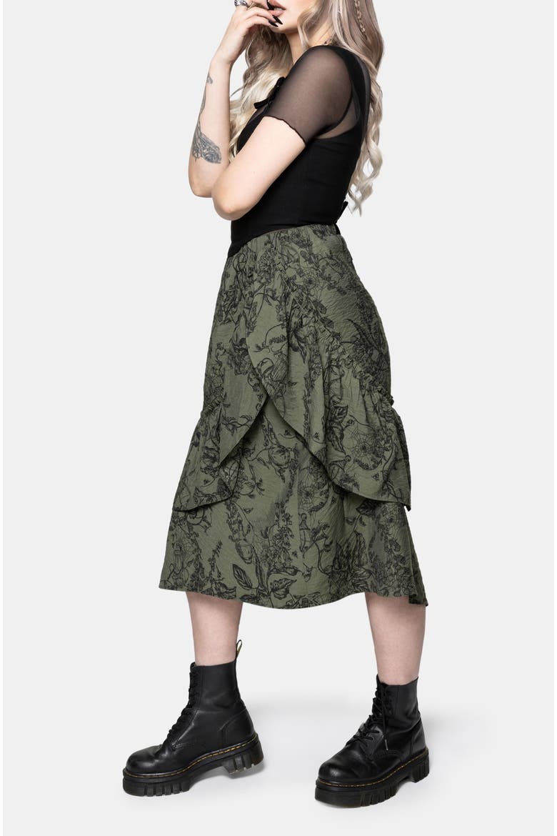 Orla Foxglove Potion Ruffle Midi Skirt, Alternate, color, Green