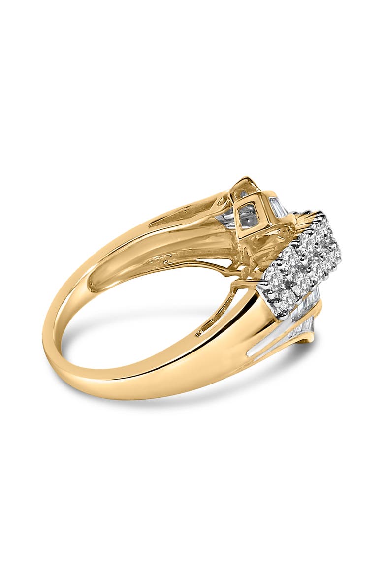 10K Gold 1.0 Cttw Diamond Bypass Style Modern Statement Ring, Alternate, color, Yellow Gold