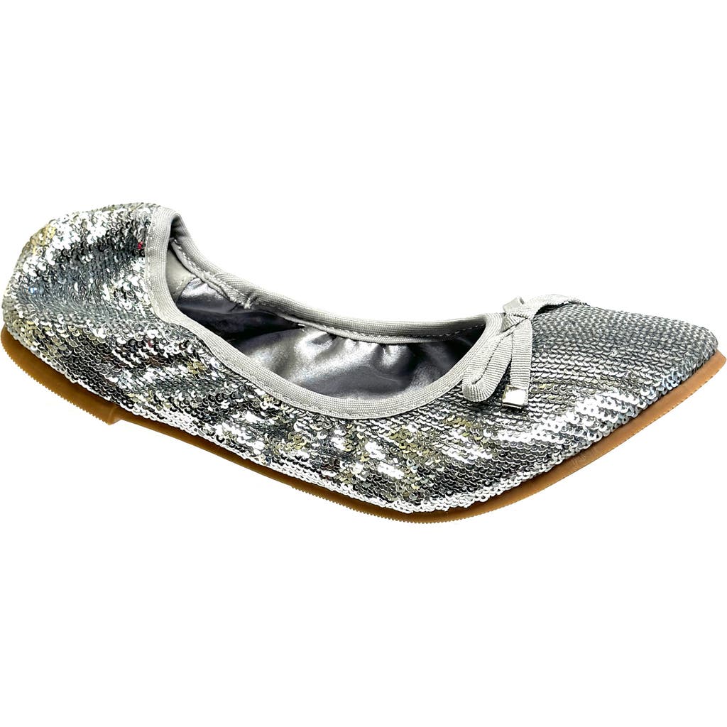 Ninety Union Sequin Ballerina Flat In Silver