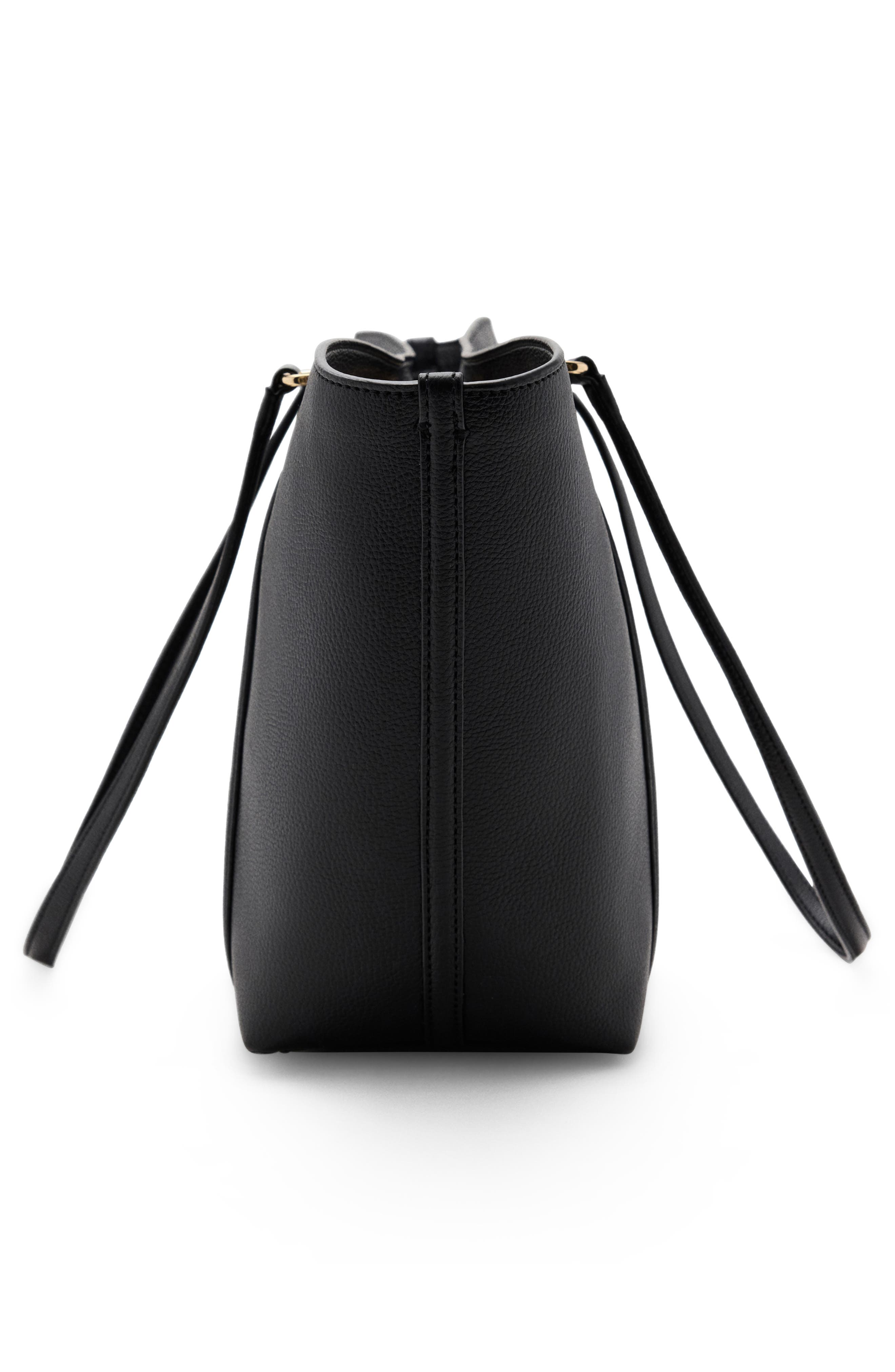 Faux Leather Shopper Tote, Alternate, color, BLACK