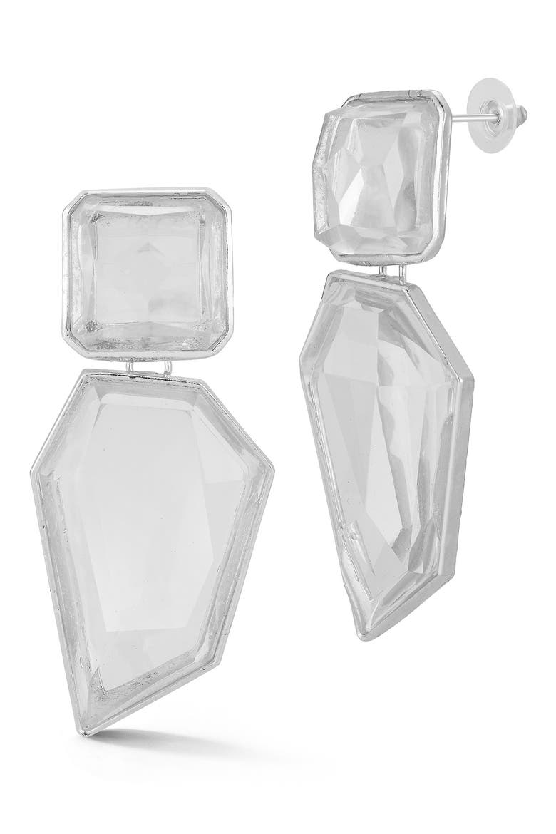 Cubic Zirconia Statement Drop Earrings, Main, color, SILVER