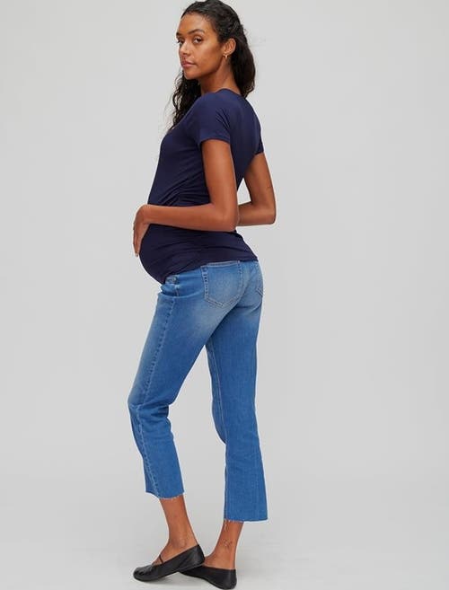 Motherhood Maternity Secret Fit Over The Bump Straight Leg Maternity Denim Jeans In Blue