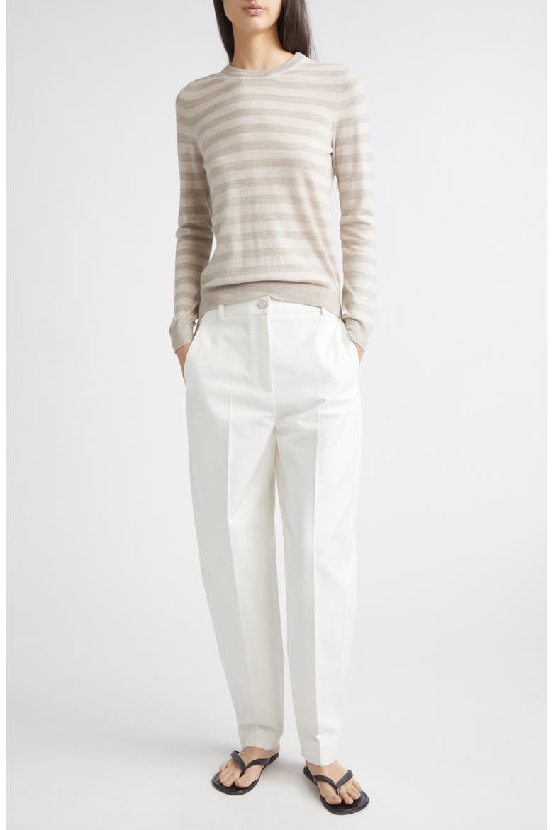 Greta Stripe Wool Sweater, Alternate, color, STONE STRIPE