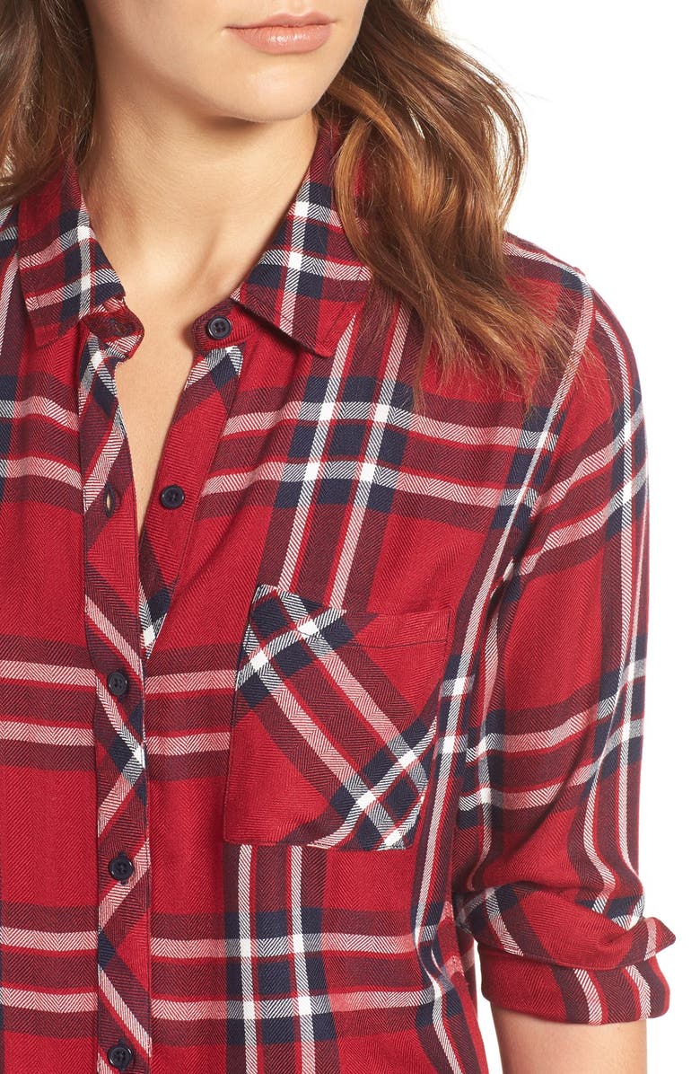 Rails Hunter Plaid Shirt, Alternate, color, Carmine/ Navy/ White