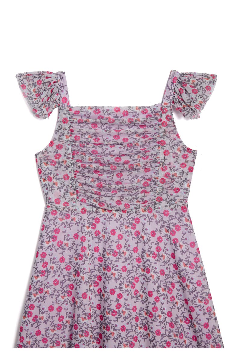 Kids' Floral Mesh Dress, Alternate, color, LILAC