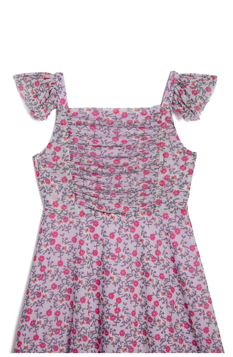 Pippa & Julie Kids' Floral Mesh Dress, Alternate, color, Lilac