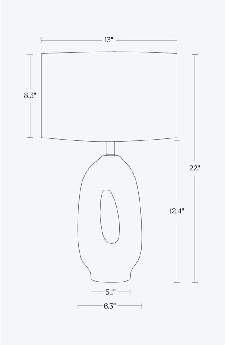 Brightech Artemis 22.5" USB-C Charging Cream Ceramic LED Table Lamp, Coastal Charm with Cotton Shade, Alternate, color, Beige/Cream
