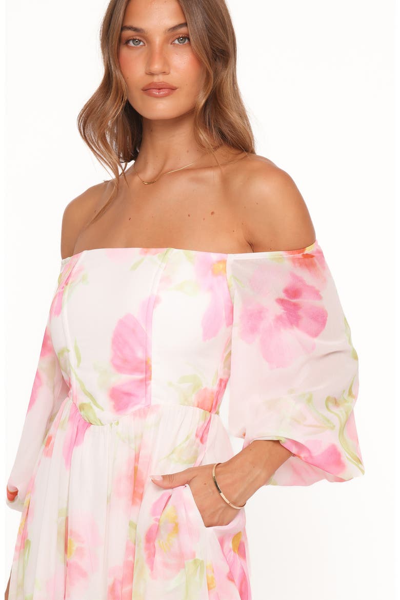 Chantel Off-Shoulder Maxi Dress, Alternate, color, PINK GARDEN FLORAL